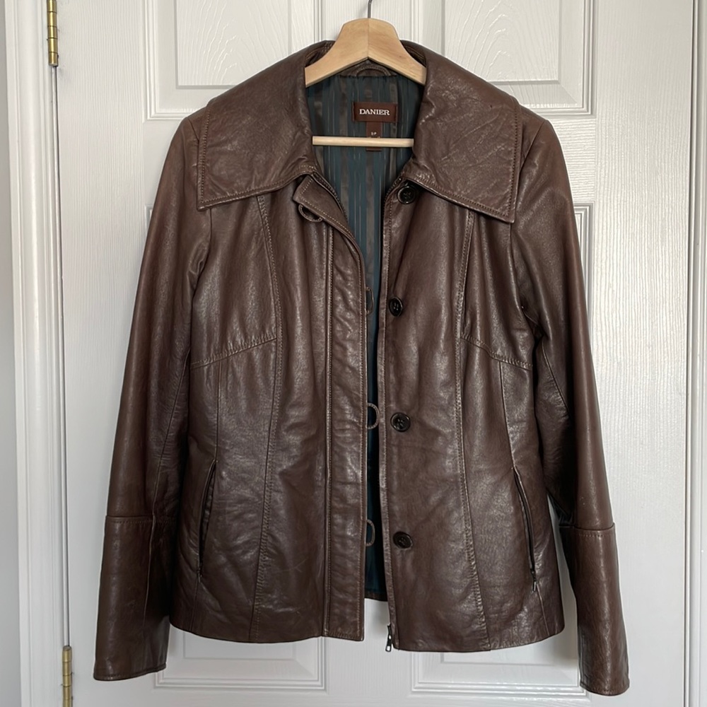 Danier brown leather coat